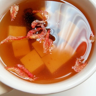 【中華ごま】豆腐とわかめと干し小エビの中華スープ